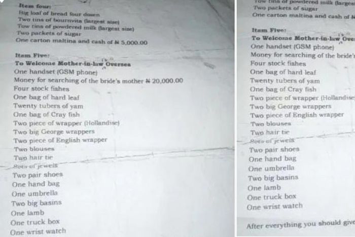 Man breaks up with girlfriend after her family unleash scary bride price list on him