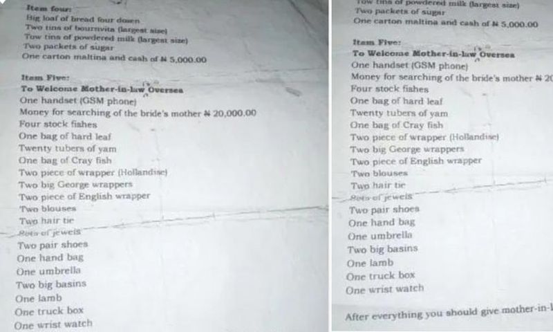 Man breaks up with girlfriend after her family unleash scary bride price list on him