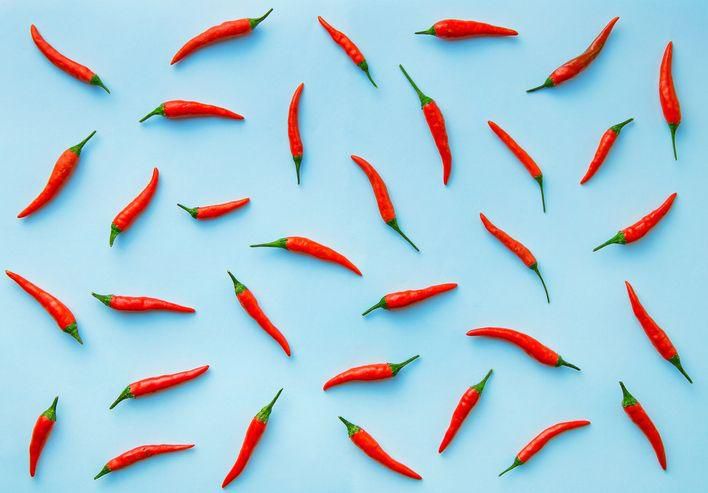 High Angle View Of Red Chili Peppers