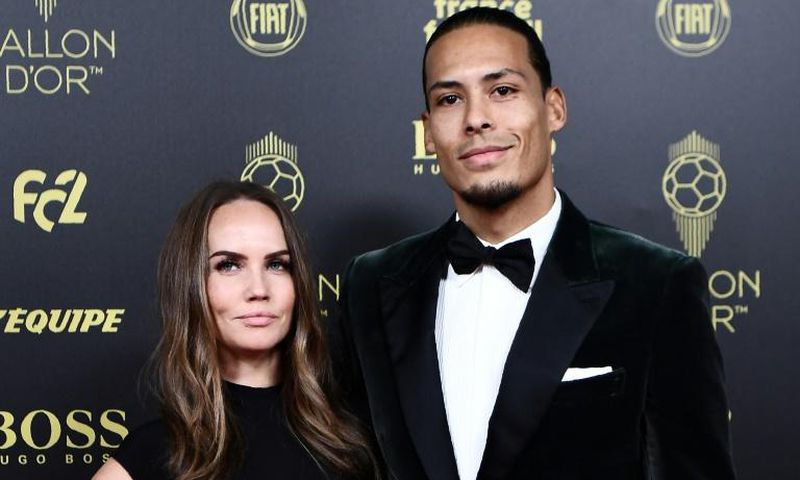 Liverpool defender Virgil van Dijk and his wife Rike Nooitgedagt arrive at the Ballon d'Or ceremony in Paris on December 2, 2019