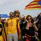 Some of the tens of thousands of Catalan nationalists who turned out to hear Puigdemont speak