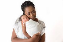 Kafui Danku with her newborn son, Titan