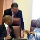 Stuart Symington, who has been appointed as the US special envoy on South Sudan, stands behind two Nigerian ministers in 2017 when he was ambassador to Abuja