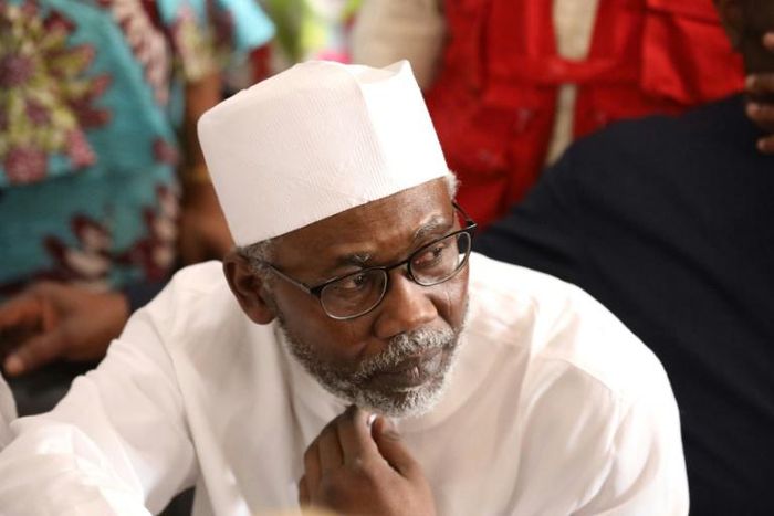 Mohammed Adoke, Nigeria's former attorney general, is pictured January 22, 2020, in Abuja; Adoke has been charged over a $1.3 billion dollar oil scandal involving international majors Shell and Eni