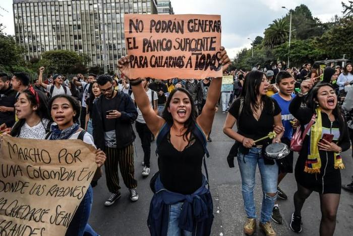 Most protests, like this one in Bogota on November 23, 2019, were peaceful