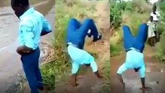 How a smartly dressed man chose to cross a river to avoid staining his nicely polished shoes (video)