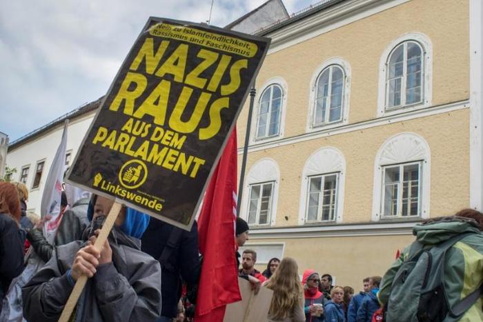 Anti-fascist protesters organise a rally outside the building every year