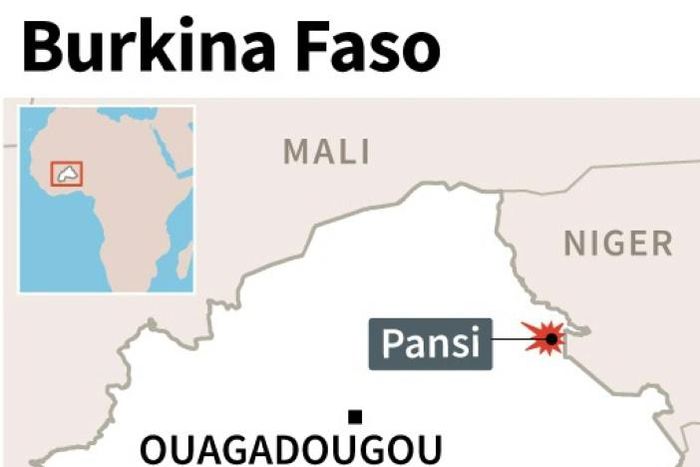 Map of Burkina Faso locating Pansi, where gunmen killed at least 24 people in an attack on a Protestant church