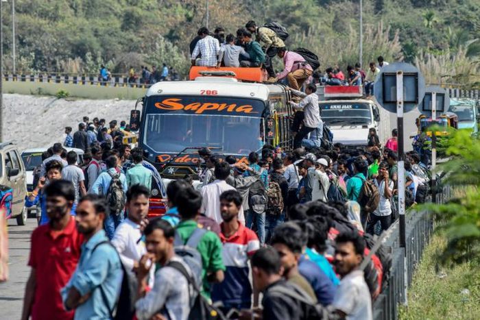 Indians clambering to get home in Guwahati, Assam state, before a government-imposed lockdown