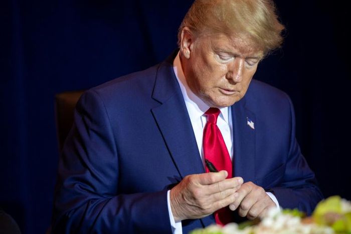US President Donald Trump takes part in a signing ceremony for a Defense deal with Poland prior to  meeting Polish President Andrzej Duda in New York, September 23, 2019; the US in September approved the contract to deliver a total of 32 aircraft to NA...