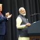 US President Donald Trump claps for Indian Prime Minister Narendra Modi as they address a joint rally in Houston in September 2019 -- their top ministers are set to meet in Washington