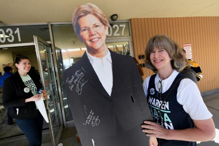 Democratic presidential hopeful Senator Elizabeth Warren, whose cardboard cutout proved a hit at her Las Vegas field office, claimed a fundraising bump after her standout debate performance ahead of Nevada's caucuses