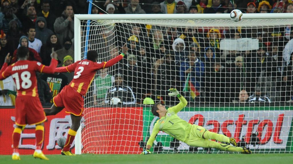 Asamoah Gyan missed a penalty which could have sent Ghana to the World Cup semis
