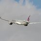 A Qatar Airways Airbus A350 after takeoff from  near the French city of Toulouse.