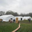 Volunteers from the International Christian relief organization Samaritan’s Purse set up an Emergency Field Hospital for patients suffering from the coronavirus in Central Park on March 30, 2020 in New York