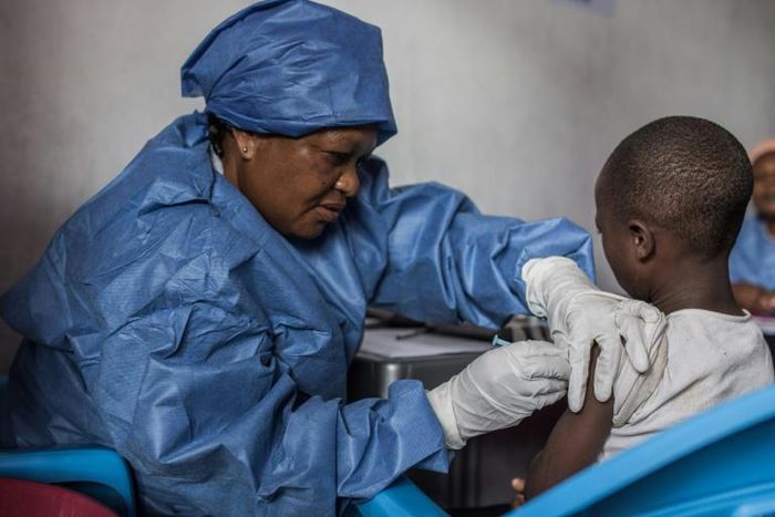 A girl gets inoculated with an Ebola vaccine (pictured November 2019), in Goma, Democratic Republic of Congo