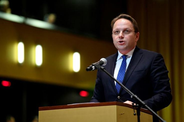 The EU's enlargement commissioner Oliver Varhelyi (pictured January 2020) said the decision sent a "loud and clear message" to Balkan countries that their future lay in Europe