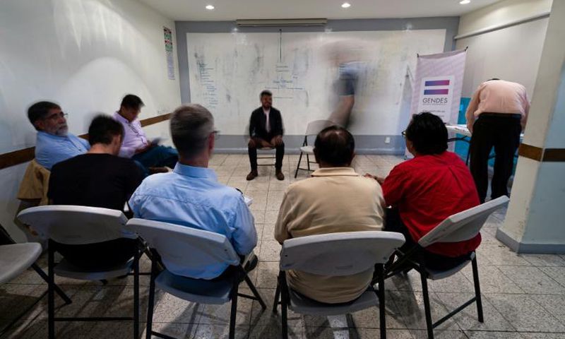 In February 2020, men participate in a therapy to reflect on male chauvinism and why it is deeply entrenched in Mexican society as well as on the forms of violence they exert on women and the consequences it entails