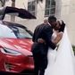 Tesla at Kennedy Osei and Tracy's white wedding