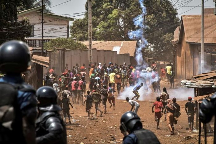 Protesters clashed with police who fired tear gas in the opposition stronghold of Wanindara