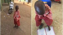 It’s heart-touching how 4-year-old armless schoolboy uses his toes to write
