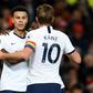 Dele Alli (left) celebrates his equaliser against Manchester United at Old Trafford