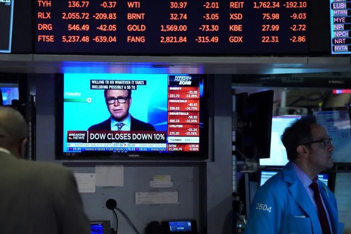 The Dow suffered its worst session since 1987 on March 12, plunging 10 percent as emergency measures by central banks failed to douse mounting recession fears