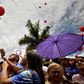 Mourners in Brumadinho, Brazil released red balloons on January 25, 2020 in memory of the 270 people killed following a massive dam breach