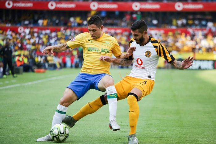 Kaizer Chiefs defender Daniel Cardoso (R), whose blunder gifted winners Maritzburg United their first goal