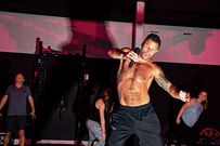 Dancing as if no one else can see you: Marcus and some of the Onnit team during an ecstatic-dance session.