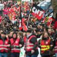 A march against a planned pensions overhaul in Nantes, western France, on Thursday.