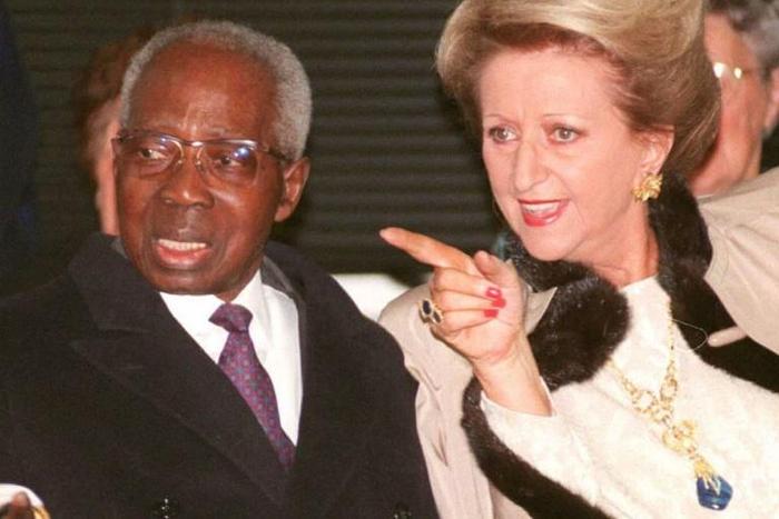 Leopold and Colette Senghor, pictured in 1996 at ceremonies in the Norman town of Verson to mark his 90th birthday