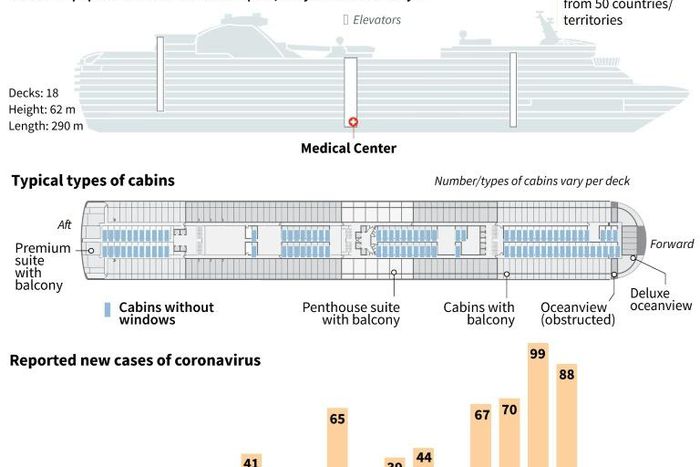 Factfile on the virus-stricken Diamond Princess, including daily cases of reported infections.