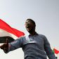 A Sudanese protester chants slogans in the capital Khartoum's Green Square on July 18, 2019, during a rally to honour comrades killed in the months-long protest movement that has rocked the country