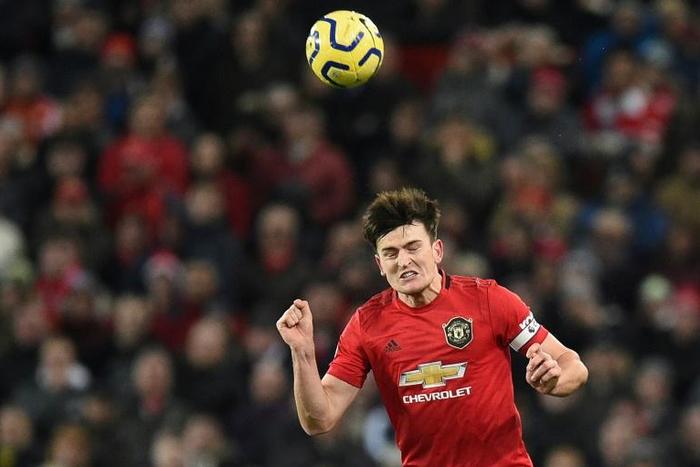 Manchester United defender Harry Maguire in action against Aston Villa