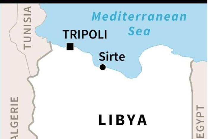 Map of Libya locating Sirte