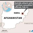 Map of Afghanistan locating suicide blast in Kabul on Tuesday.