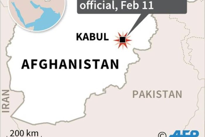Map of Afghanistan locating suicide blast in Kabul on Tuesday.