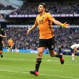 Wolves striker Raul Jimenez celebrates after scoring at Tottenham