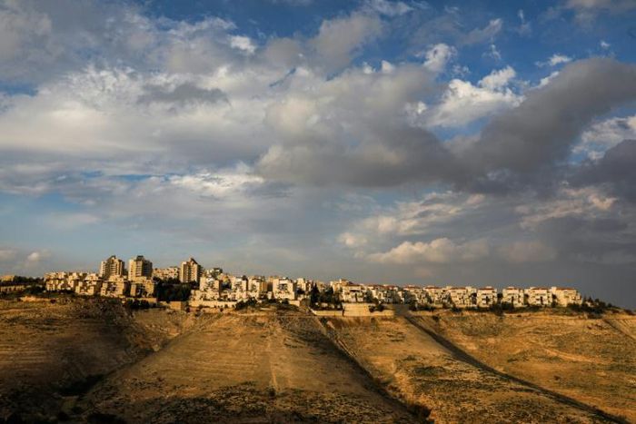 The town of Eizariya in the occupied West Bank, looking towards the settlement of Maale Adumim, Israel's largest in the occupied territories