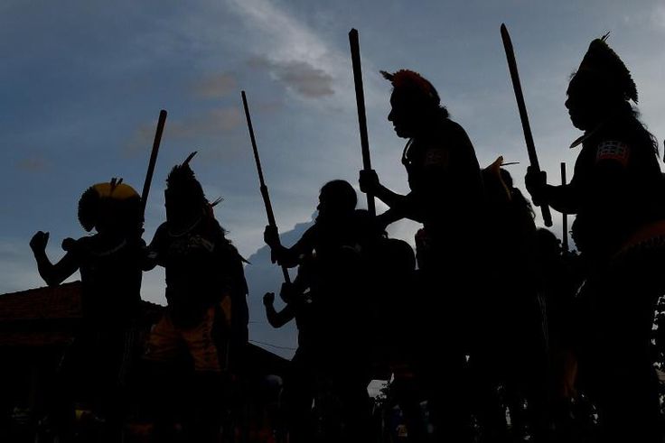 Kayapo tribe members perform a ceremony as dozens of Amazon indigenous leaders gathered in January in the heart of the Brazil's rainforest in solidarity against Jair Bolsonaro's environmental policies