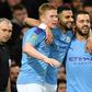 Fearsome threesome: Kevin de Bruyne (left), Riyad Mahrez (centre) and Bernardo Silva (right) all played key roles in Manchester City's victory at Manchester United
