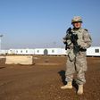 US soldiers keep guard at the Taji base which houses American and Iraqi troops north of the capital Baghdad