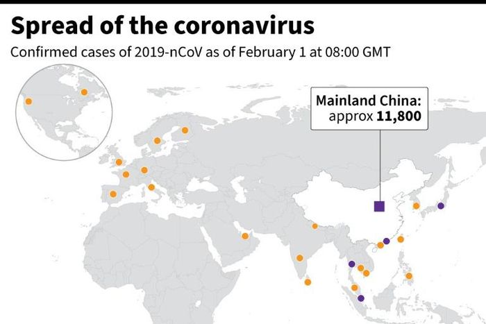 Countries or territories with confirmed cases of the new coronavirus