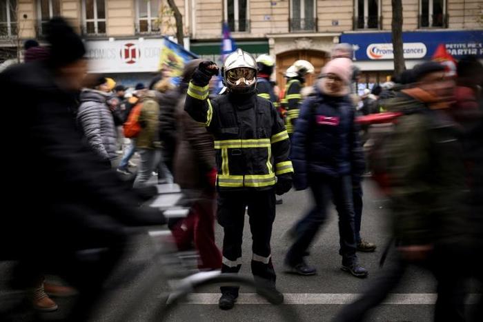 Firefighters joined several of the demonstrations across France on Thursday.