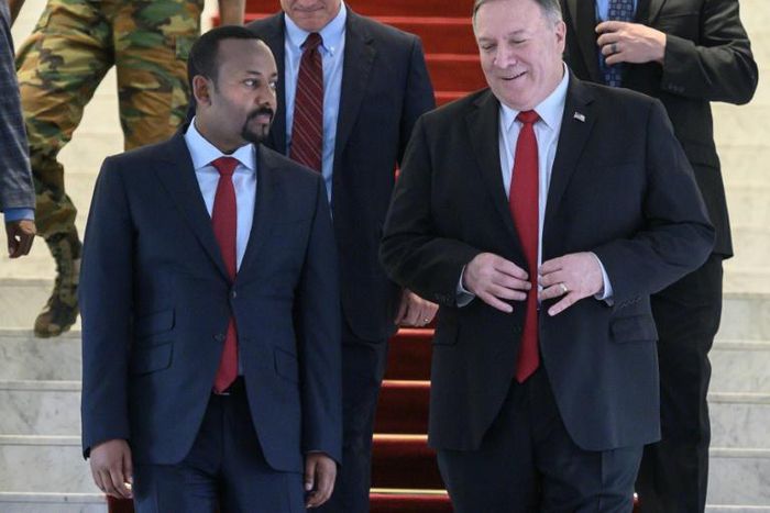 US Secretary of State Mike Pompeo (R) and Ethiopian Prime Minister Abiy Ahmed discussed Ethiopia's upcoming elections