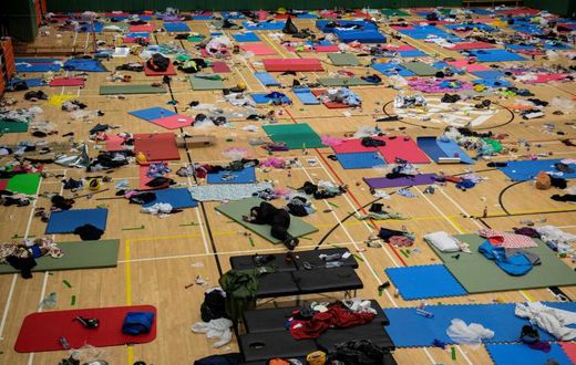 Protesters have been sleeping in a gymnasium at the beseiged PolyU campus in Hong Kong