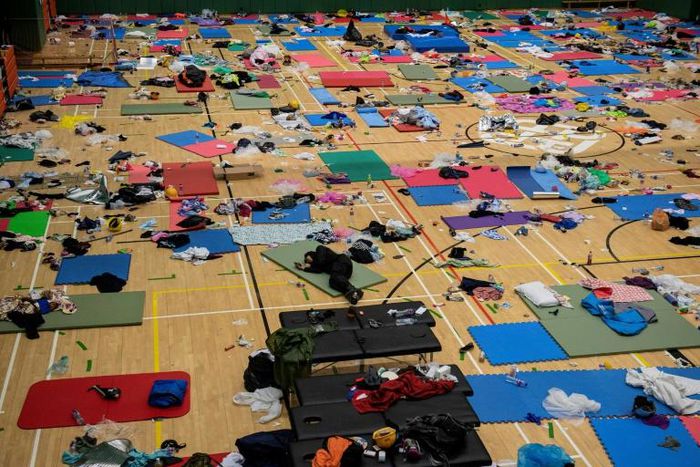 Protesters have been sleeping in a gymnasium at the beseiged PolyU campus in Hong Kong