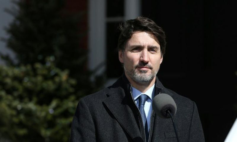Canadian Prime Minister Justin Trudeau addresses a news conference on the coronavirus pandemic from his residence in Ottawa, where he and his family are self-isolating after his wife Sophie tested positive