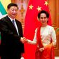 A scatalogical translation error in the name of Chinese President Xi Jinping (L) most notably appeared on the official Facebook page of Myanmar's civilian leader Aung San Suu Kyi (R)